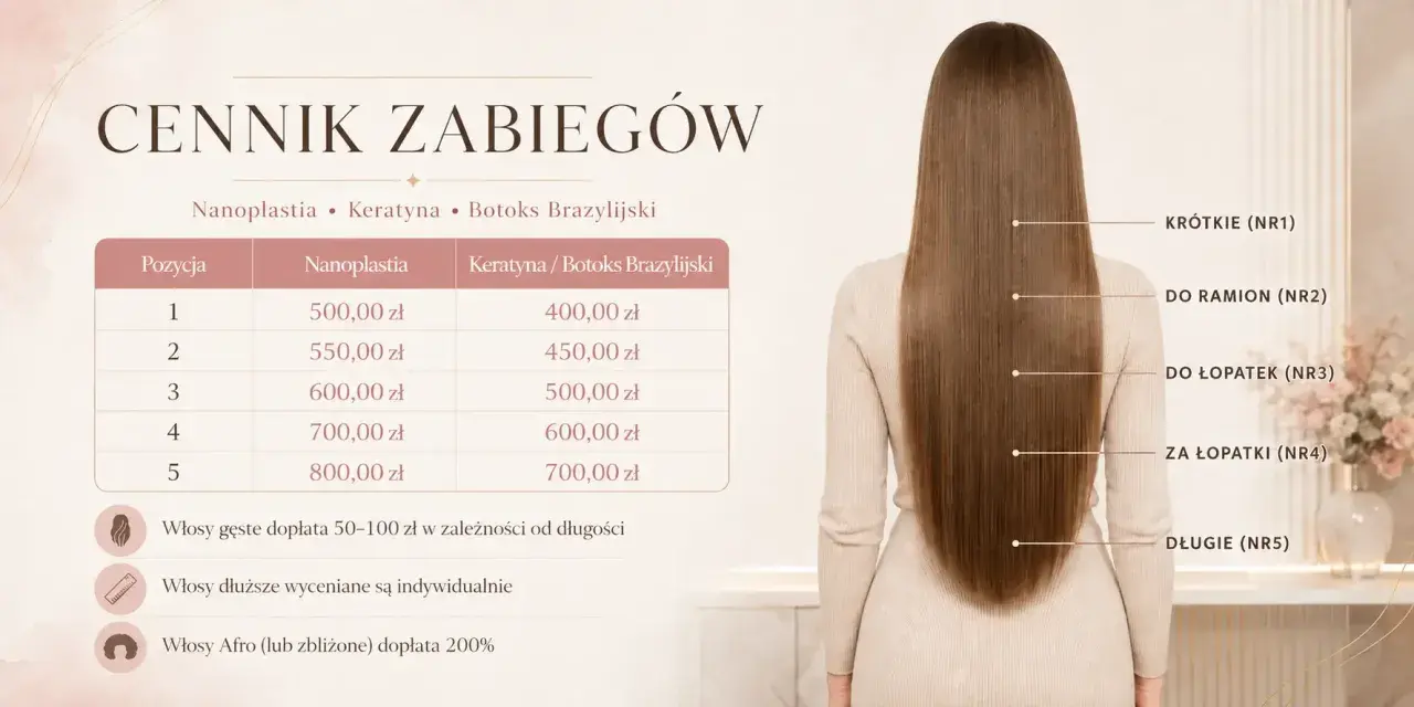 Cennik zabiegów: ile kosztuje keratynowe prostowanie? Ceny od 400 zł za krótkie włosy, z dopłatą za gęste lub afro.