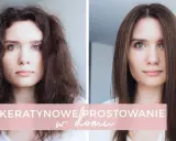 Przed i po zabiegu keratynowe prostowanie włosów. Włosy z kręconych i puszących się stały się gładkie i lśniące.