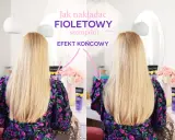 Fioletowy szampon: efekt przed i po. Blond włosy po zastosowaniu fioletowego szamponu stają się jaśniejsze i bardziej lśniące.