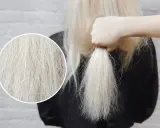 Domowe sposoby na suche włosy po rozjaśnianiu. Zbliżenie na zniszczone, blond włosy, które potrzebują nawilżenia.