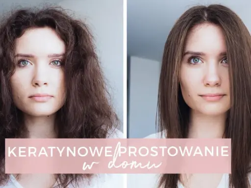 Przed i po zabiegu keratynowe prostowanie włosów. Włosy z kręconych i puszących się stały się gładkie i lśniące.