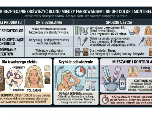 Toner na mokre czy suche włosy? Porównanie tonera Brightcolor i odżywki Montibello do odświeżania blondu.